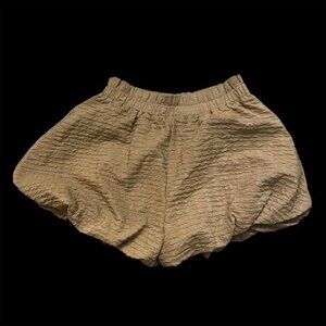 Endless Rose Tan Gold Metallic Stripes Bubble Shorts Size Large No Belt